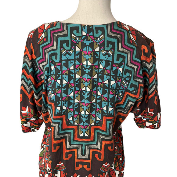 MARA HOFFMAN Dress Bolnisi Rug Tunic in Orange Multi Geometric Print Siz‎ XSmall - Picture 5 of 9